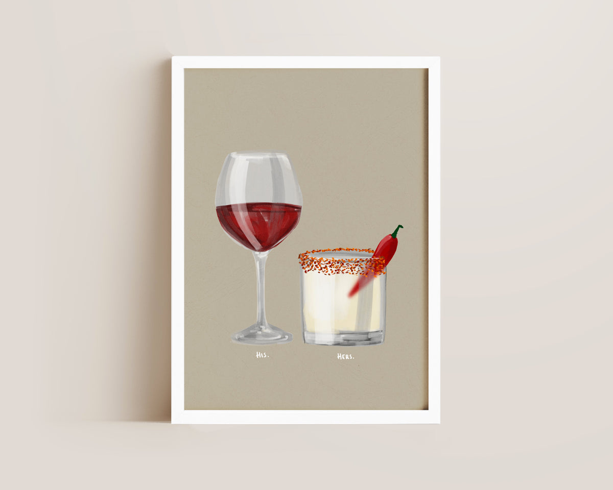 Red Wine & Spicy Margarita Couples Drink Print