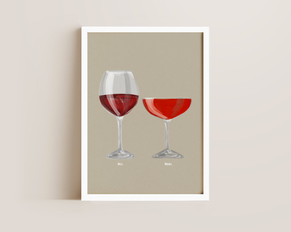 Red Wine & Strawberry Daiquiri Couples Drink Print
