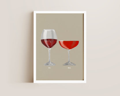 Red Wine & Strawberry Daiquiri Couples Drink Print