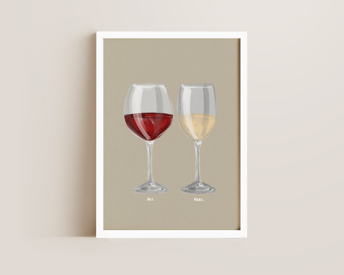 Red Wine & White Wine Couples Drink Print