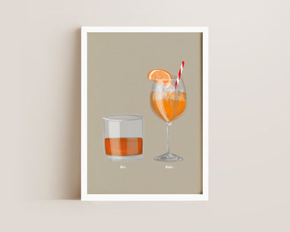 Whisky & Aperol Spritz Couples Drink Print