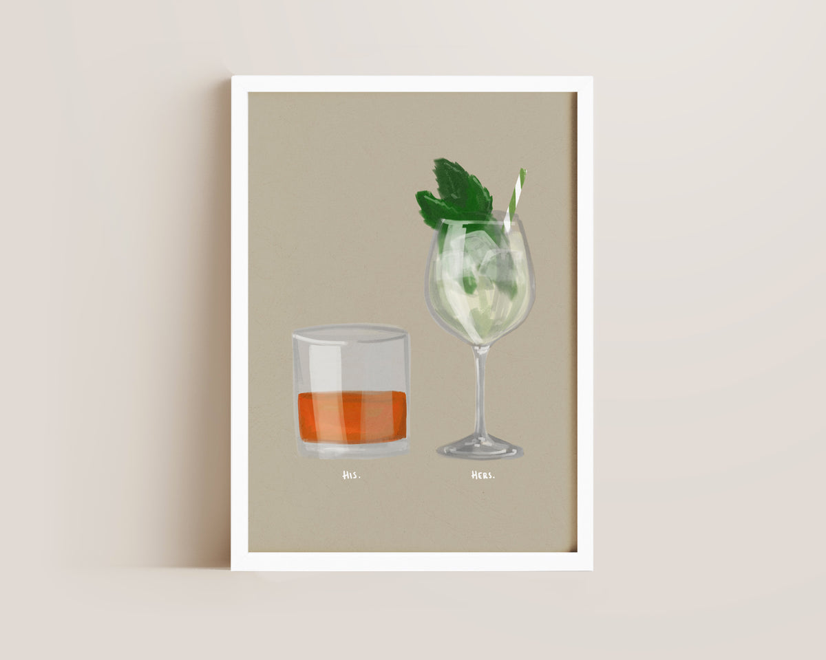 Whisky & Hugo Spritz Couples Drink Print