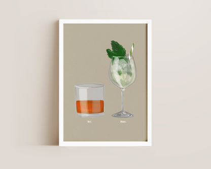 Whisky & Hugo Spritz Couples Drink Print