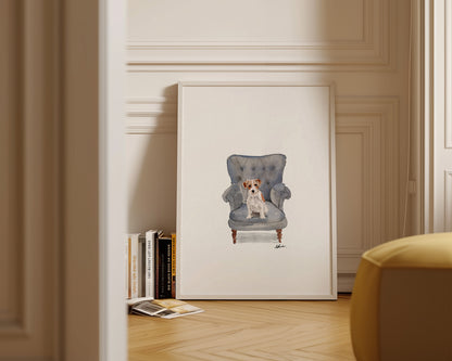 Jack Russell in Chair Print