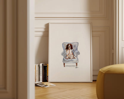 Springer Spaniel in Chair Print