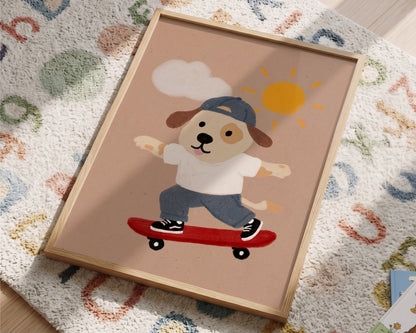 Skateboard Dog Print