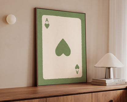 Ace Of Hearts Green Canvas