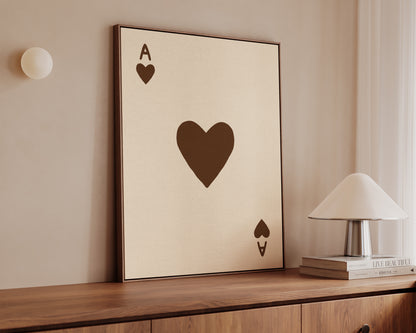 Ace Of Hearts Brown Canvas