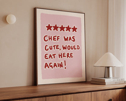 Chef Was Cute Pink Canvas