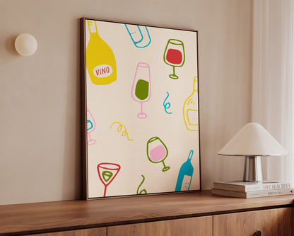 Colourful Wine Glasses Canvas