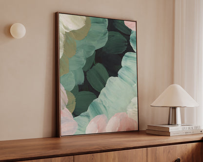 Forest Green & Pink No. 1 Canvas