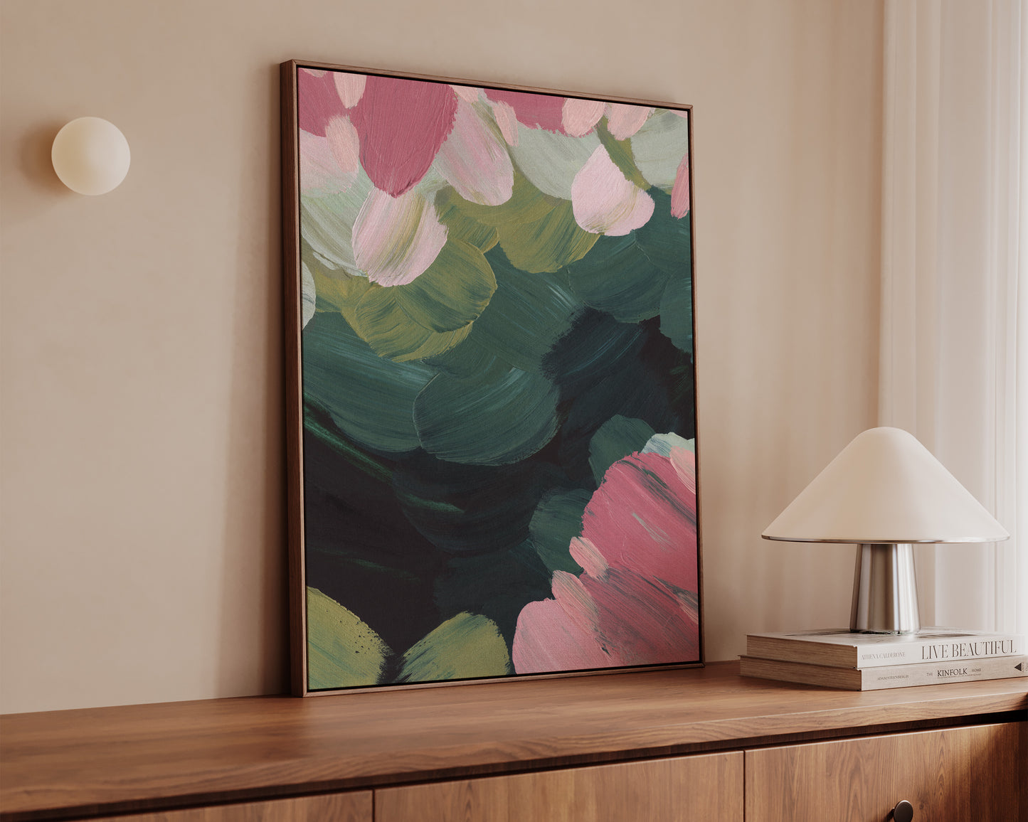 Forest Green & Pink No. 3 Canvas