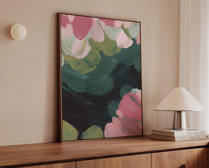 Forest Green & Pink No. 3 Canvas
