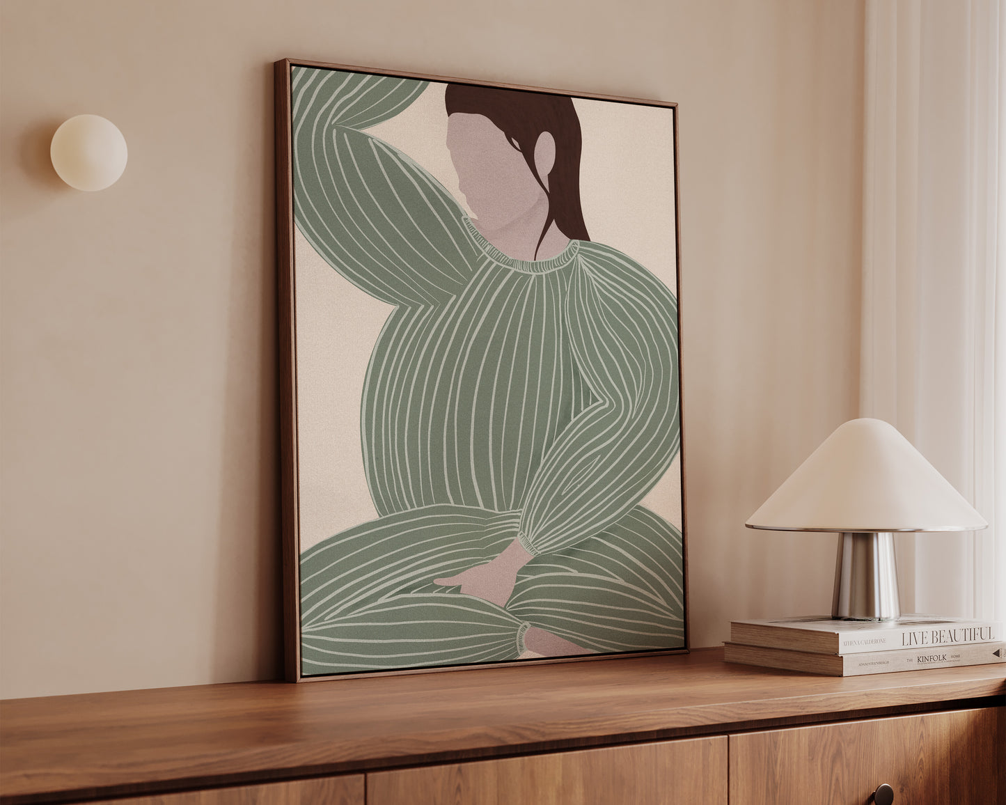 Green Striped Lady No.2 Canvas