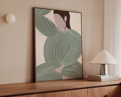 Green Striped Lady No.2 Canvas