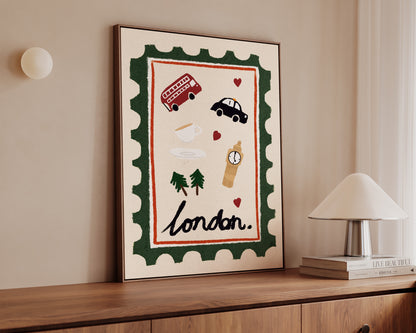 London Postage Stamp Canvas