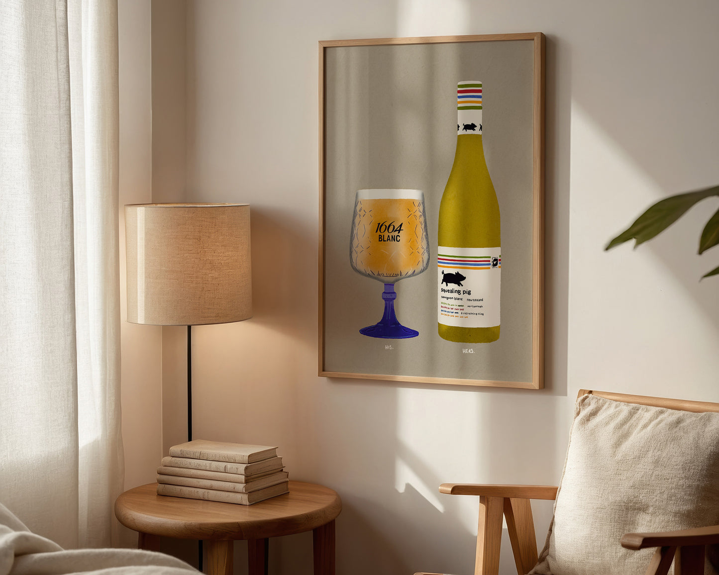 Kronenburg Blanc 1664 Pint & Squealing Pig Wine Print