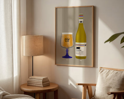 Kronenburg Blanc 1664 Pint & Squealing Pig Wine Print