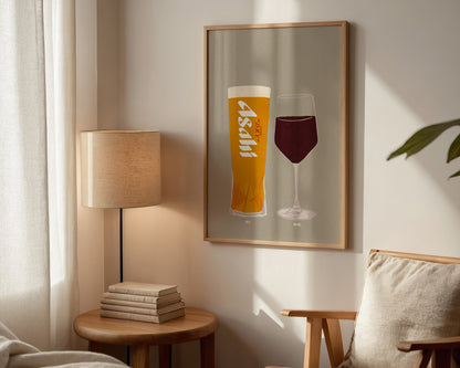 Asahi & Red Wine Print