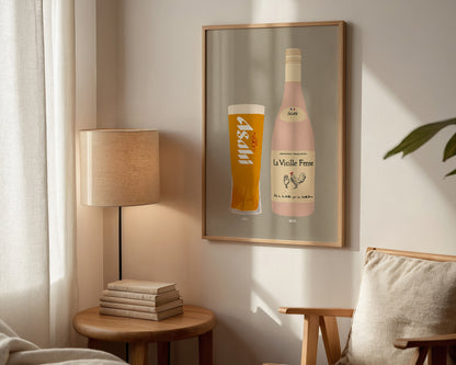Asahi & Chicken Wine Print