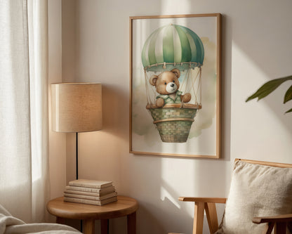 Bear In Hot Air Balloon Print