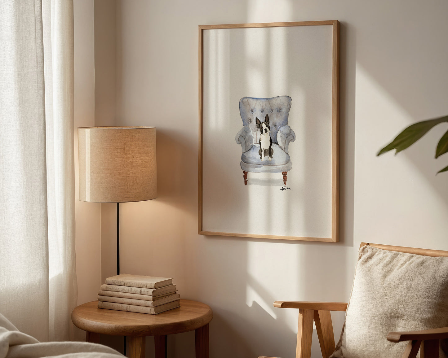 Boston Terrier in Chair Print