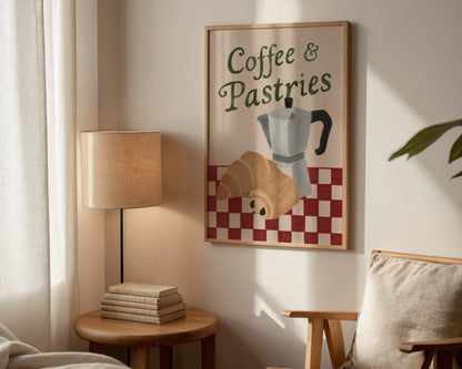 Coffees & Pastries Green Print