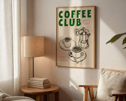 Coffee Club Green Print