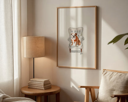English Bulldog in Chair Print