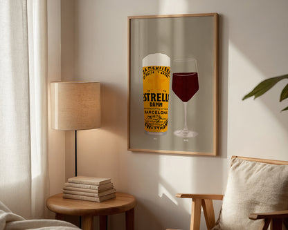 Estrella & Red Wine Print