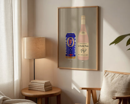 Fosters Can & Chicken Wine Print