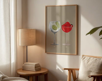 Gin & Tonic & Frozen Strawberry Daiquiri Print