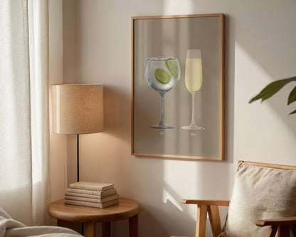 Gin & Tonic & Prosecco Glass Print
