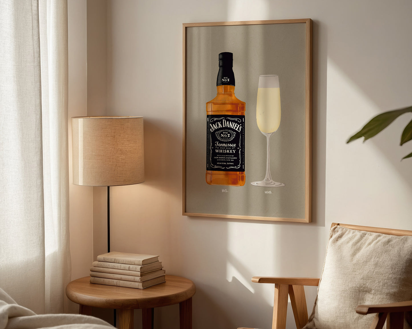 Jack Daniel's & Prosecco Glass Print