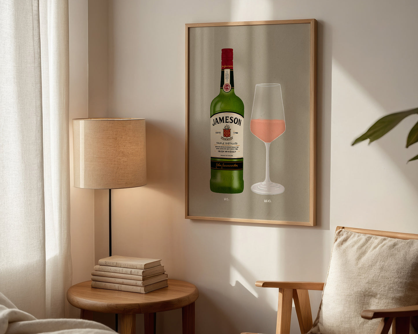 Jameson Whisky & Rose Print