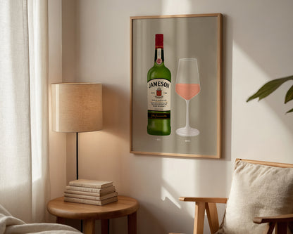 Jameson Whisky & Rose Print