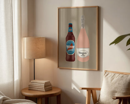 Korev Beer & Pink Prosecco Print