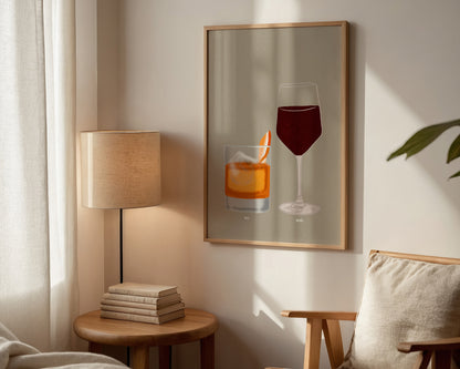 Old Fashioned & Red Wine Print