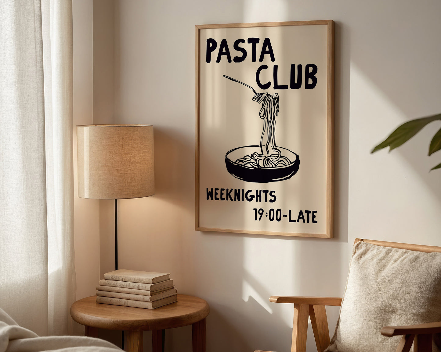 Pasta Club Black Wall Art Print