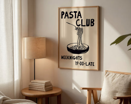 Pasta Club Black Wall Art Print
