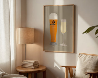 Paulaner & Prosecco Glass Print