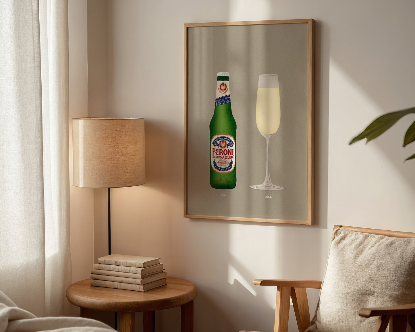 Peroni Bottle & Champagne Print