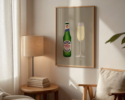 Peroni Bottle & Champagne Print