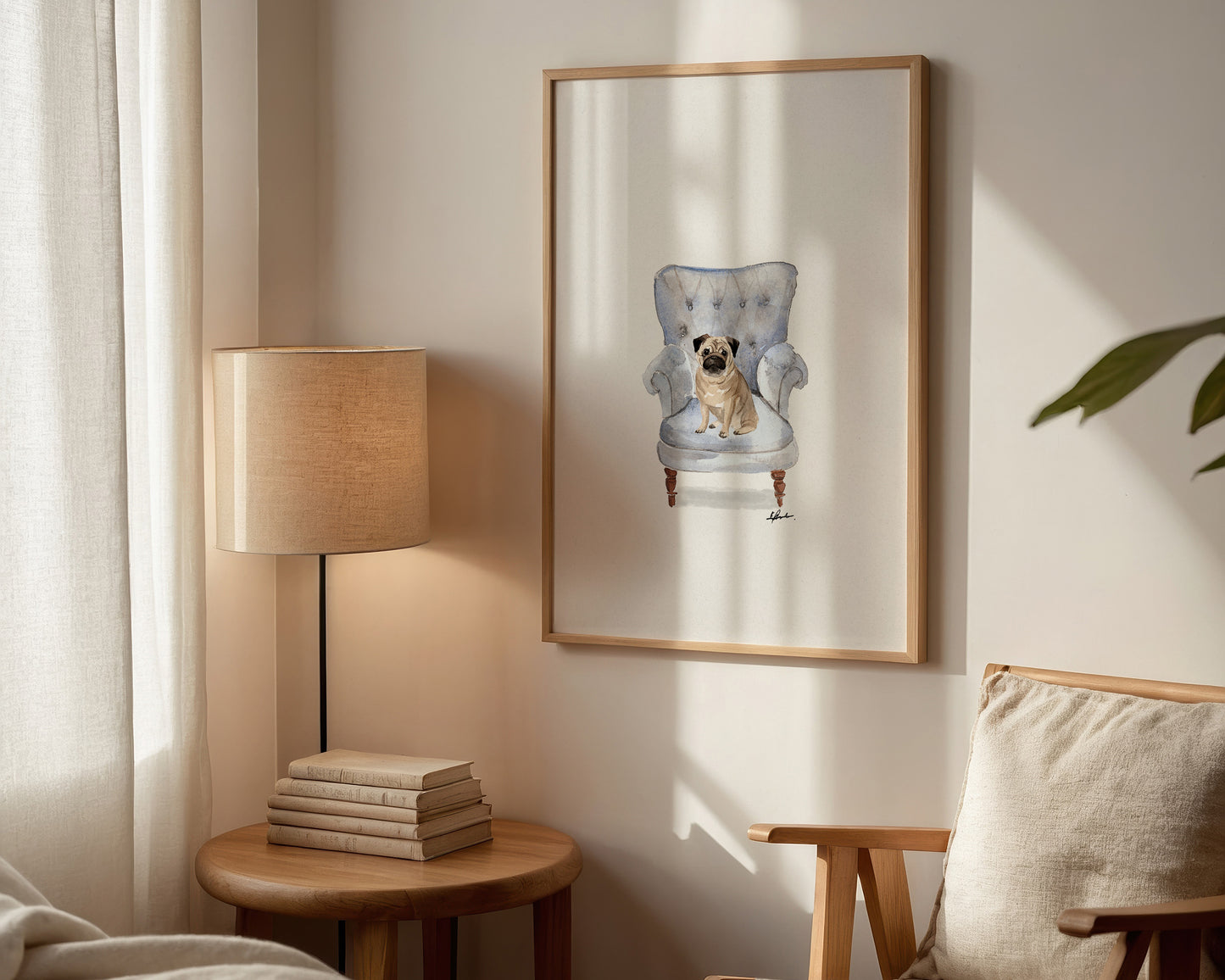 Pug in Chair Print