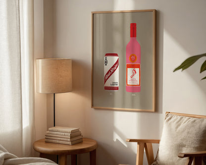 Red Stripe & White Zinfandel Print