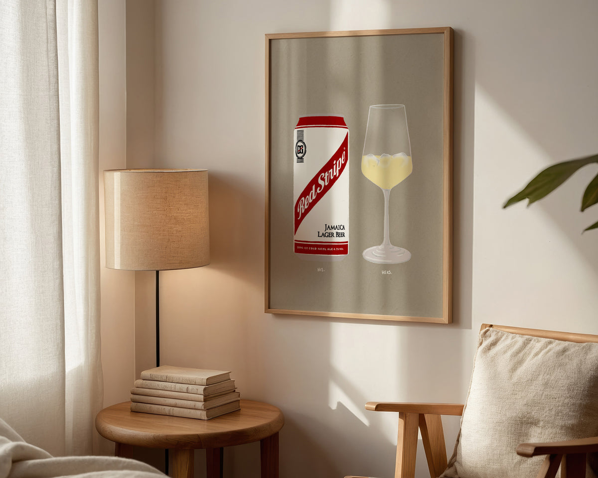 Red Stripe & White Wine Ice Print