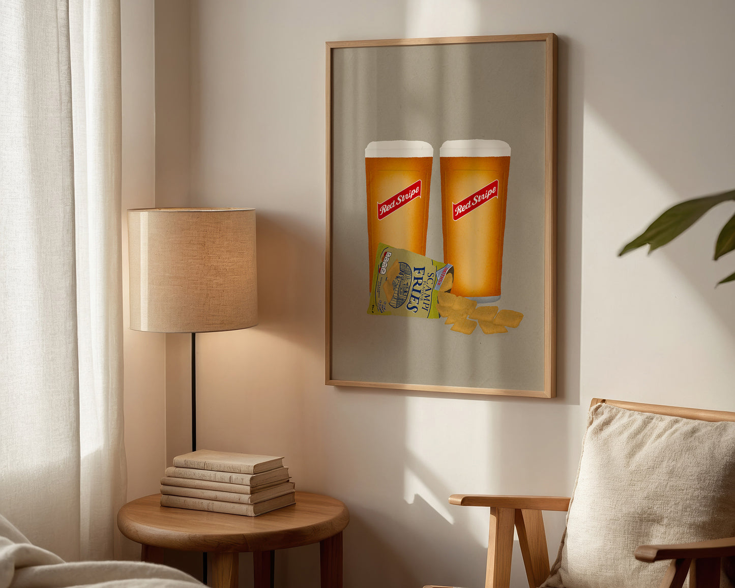 Red Stripe & Scampi Fries Print