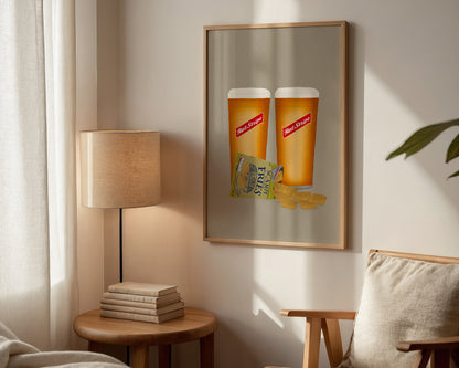Red Stripe & Scampi Fries Print