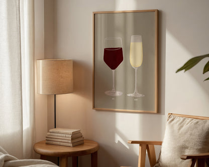 Red Wine & Prosecco Glass Print