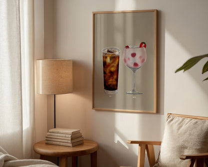 Rum Coke & Pink Gin Print